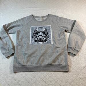 Disney Star Wars Darth Vader Reversible Image Sequins Sweatshirt Women Sz M Grey